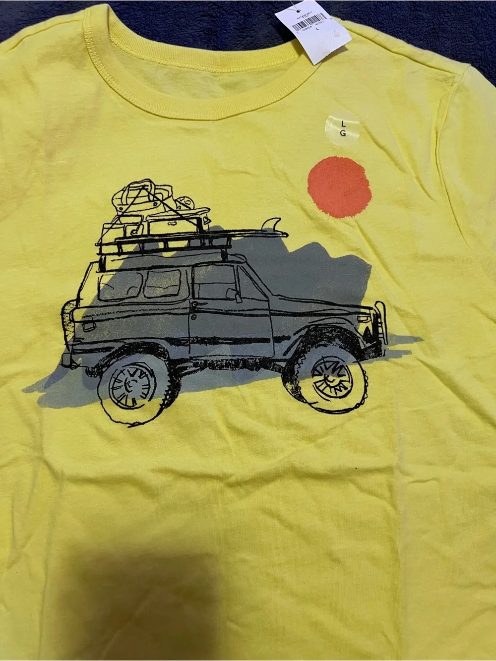 NWT GAP Yellow Boys Short Sleeve Tee with Off-Road Vehicle Graphic